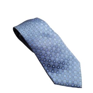 Tommy Hilfiger 100% Silk Light Blue Yellow Geometric Tie